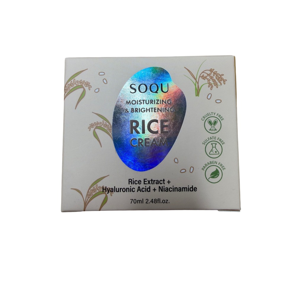 SOQU Moisturizing & Brightening Rice Cream 70ml K-Beauty Niacinamide‎ Hyaluronic